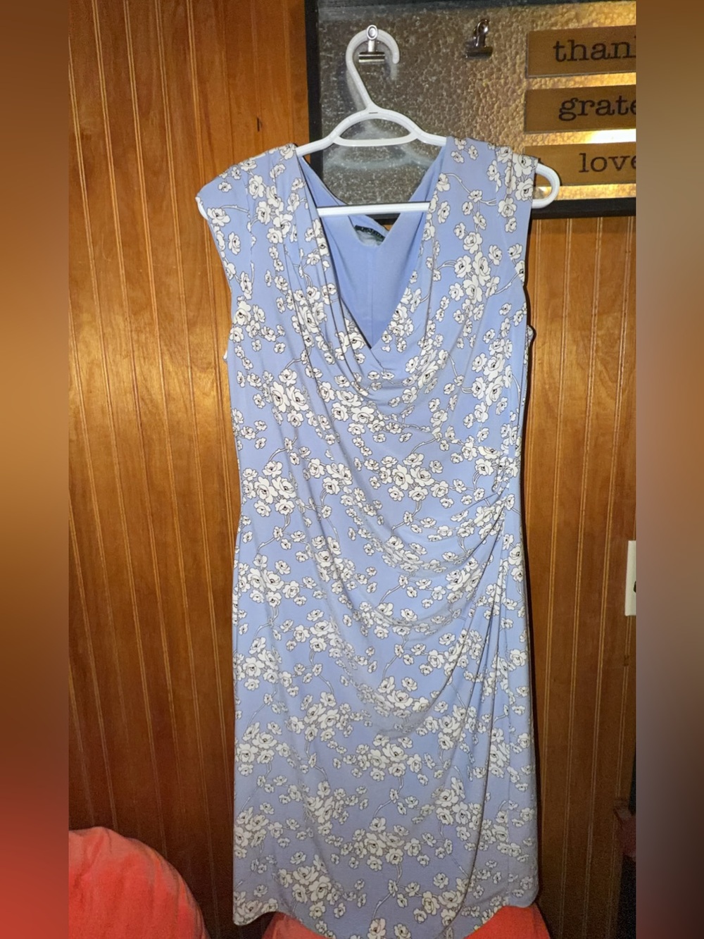 Ralph Lauren Lavender Floral Cowl Neck Midi Dress